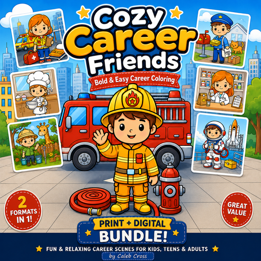 Cozy Career Friends Coloring Book Print + Digital Bundle
