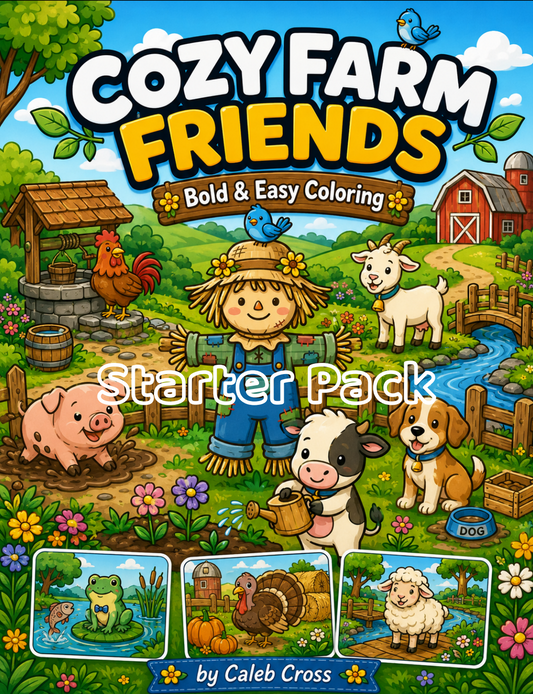 Cozy Farm Friends Printable Coloring Book — Digital Download