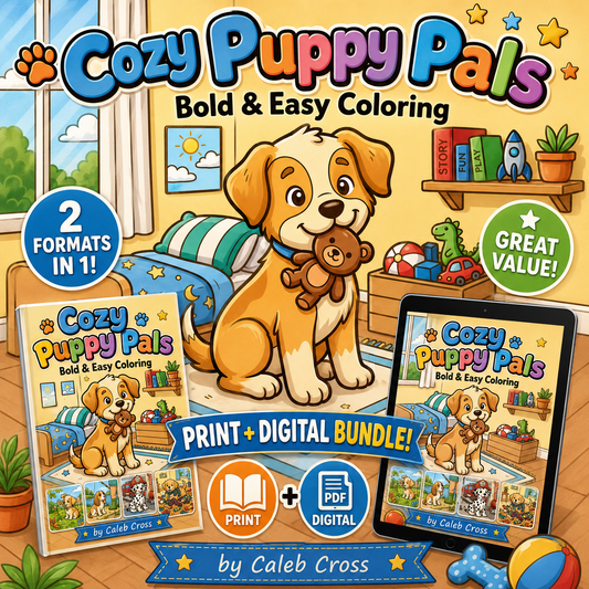 Cozy Puppy Pals Coloring Book Print + Digital Bundle