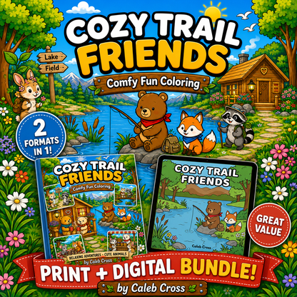 Cozy Trail Friends Coloring Book Print + Digital Bundle
