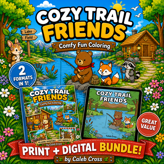 Cozy Trail Friends Coloring Book Print + Digital Bundle
