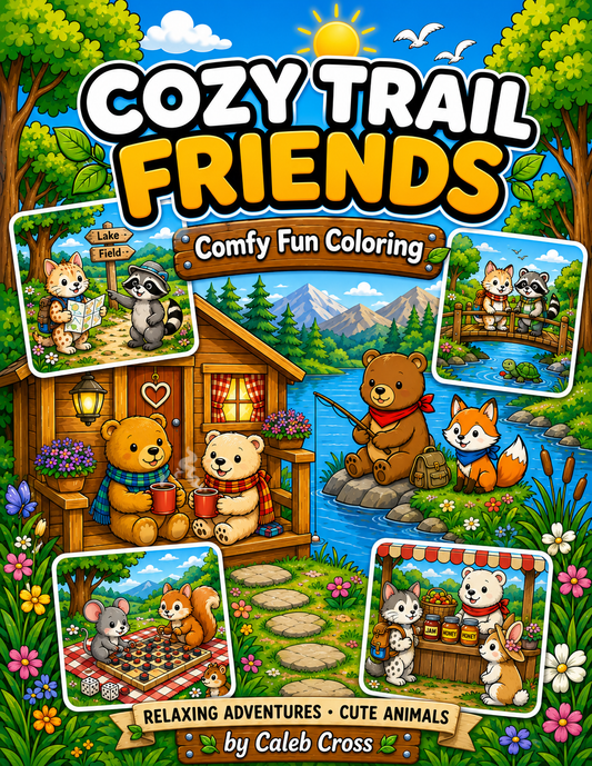 Cozy Trail Friends Printable Coloring Book — Digital Download