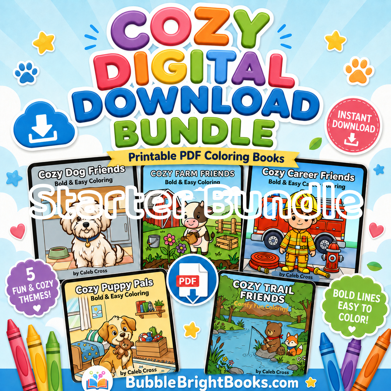 Cozy Starter Bundle Pack Printable Coloring Pages — Digital Download