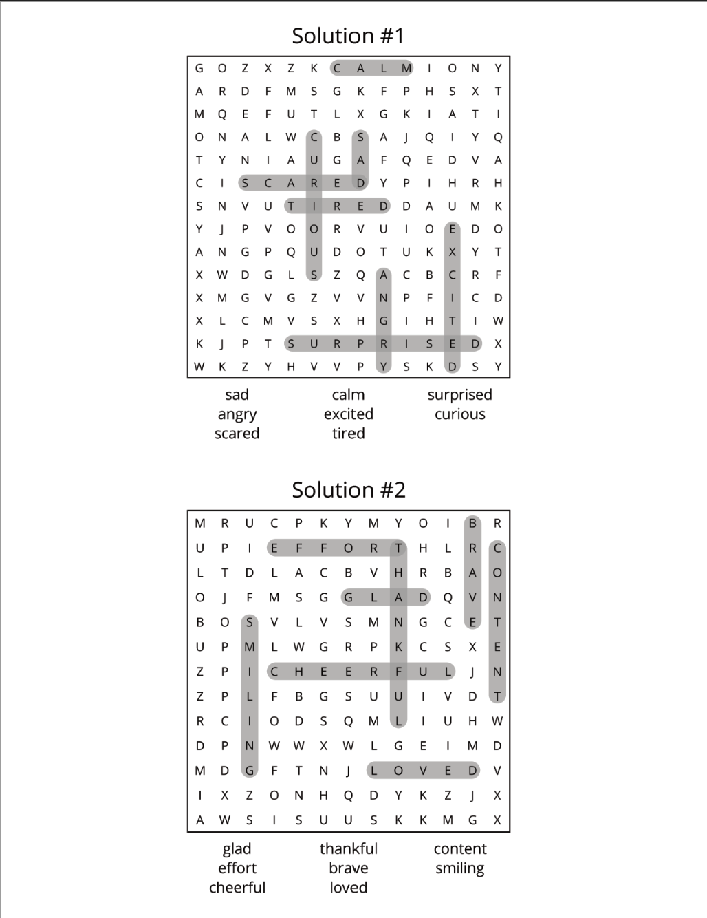 Emotions Word Search Printable Activity Book – Digital Download