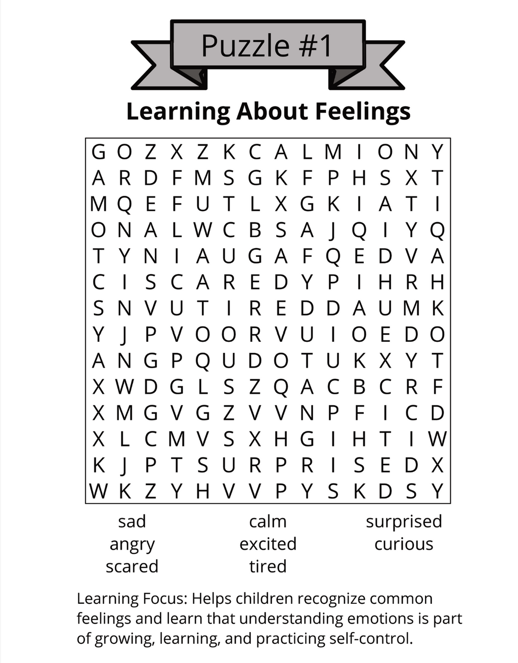 Emotions Word Search