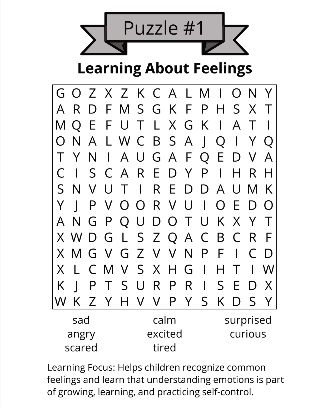 Emotions Word Search