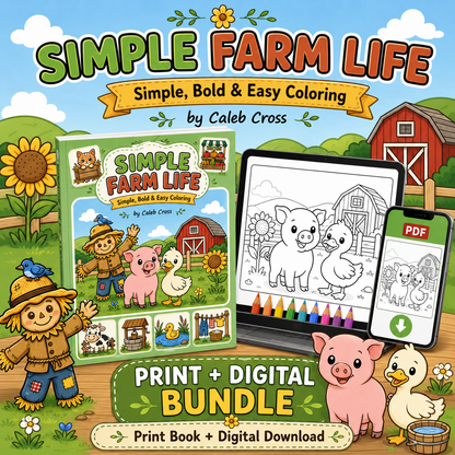Simple Farm Life Coloring Book Print + Digital Bundle