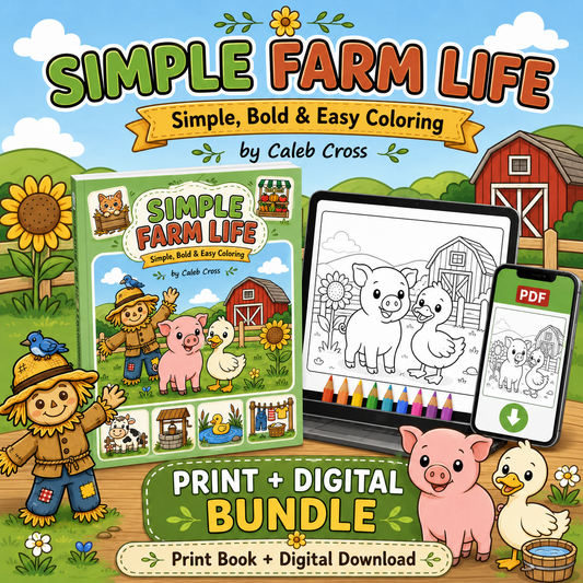 Simple Farm Life Coloring Book Print + Digital Bundle