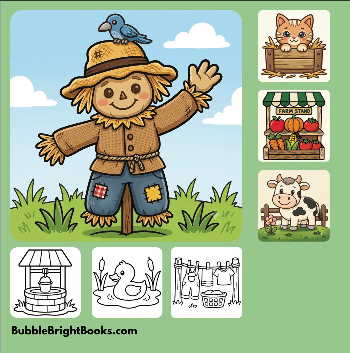 Simple Farm Life Printable Coloring Book — Digital Download