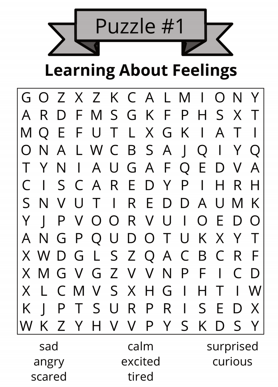 Emotions Word Search Printable Activity Book – Digital Download