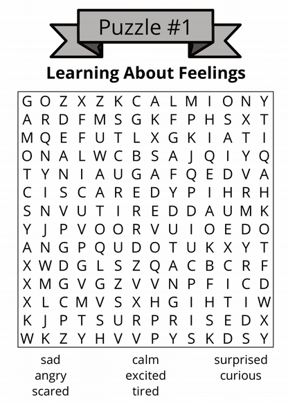 Emotions Word Search Printable Activity Book – Digital Download
