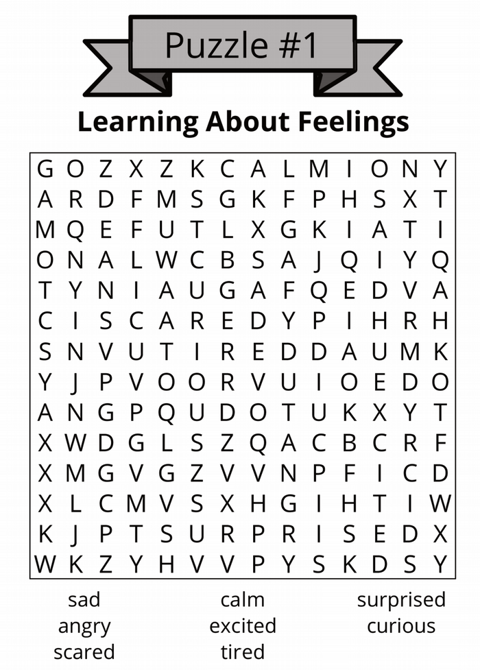 Free Emotions Word Search printable preview