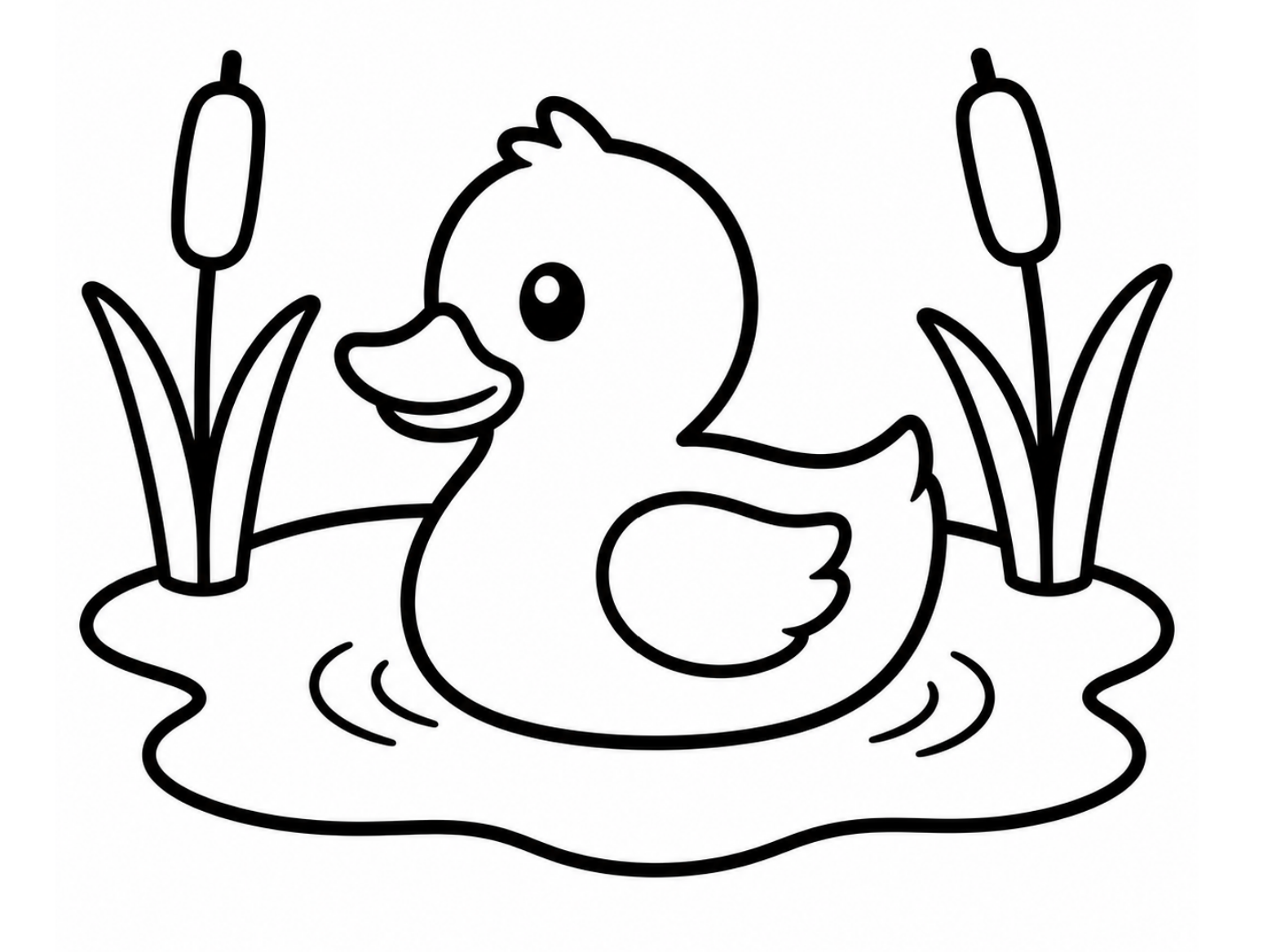 Black-and-white Simple Farm Life duck coloring page